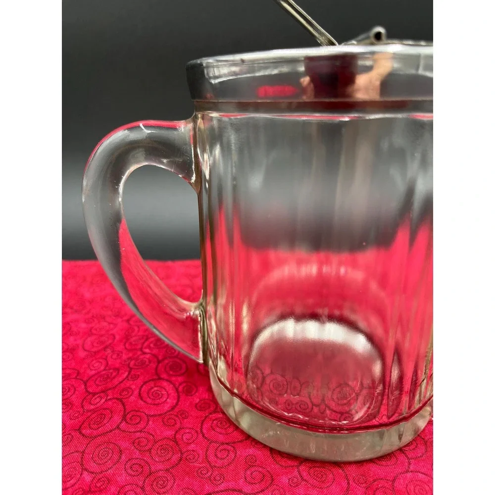 Vintage McKee Glass Syrup Pitcher, Grand Silver Co. Dispenser